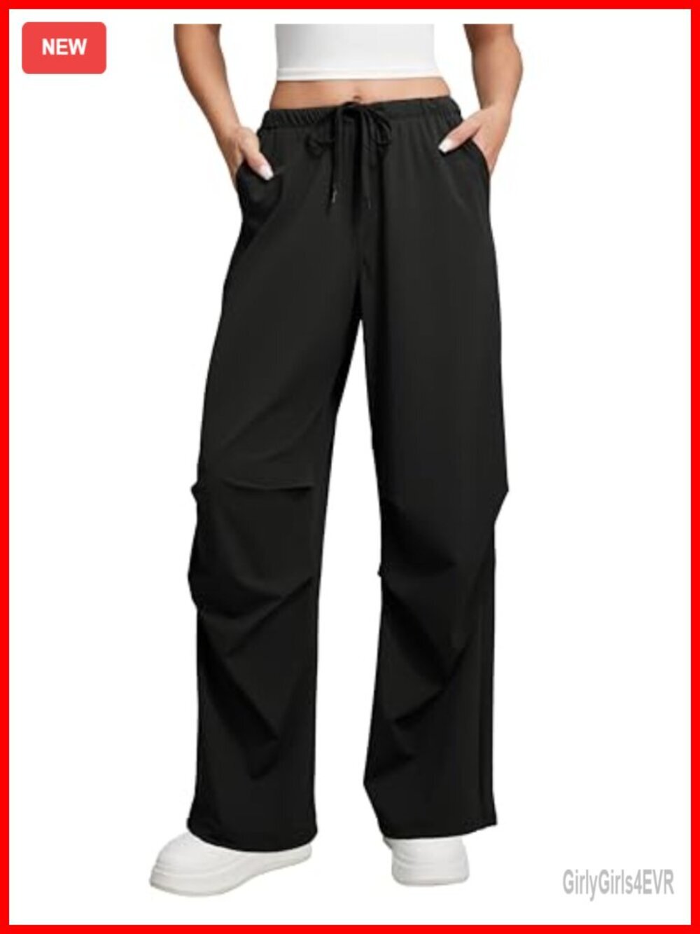 High Waisted Cargo Pants Parachute Pants Relaxed Fit 4 Pockets Loose Baggy